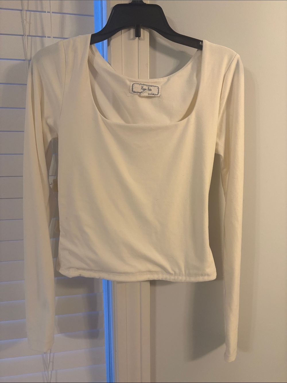 Hippie Rose Cream Long Sleeve Scoop Neck Top